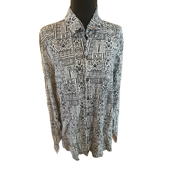 Kenny Flowers Hawaiian Shirt Rayon Limited Edition Palm Batik Blue Men's XL 2019 - Picture 2 of 12